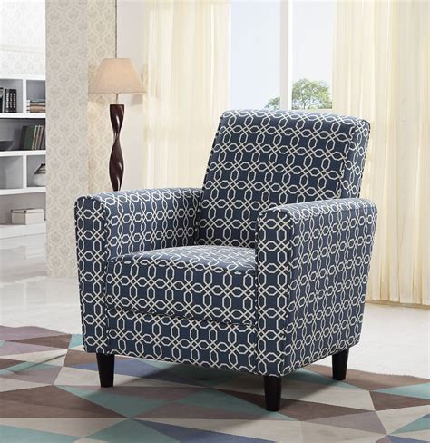 Best Master Furniture Navy Blueoff White Pattern Accent Chair