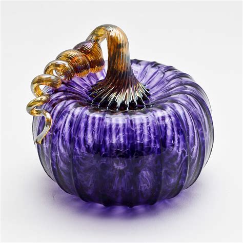 Gold Stem Pumpkin Purple By Bryan Goldenberg Art Glass Sculpture