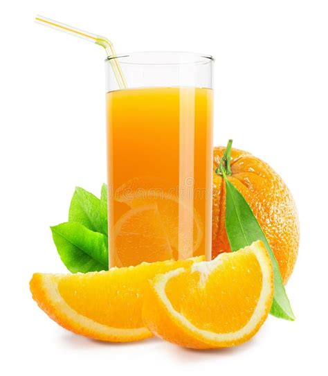Glass Of Orange Juice Isolated On White Background Stock Photo Image