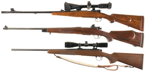 Three Bolt Action Rifles A Mauser Model 98 Rifle With Scope