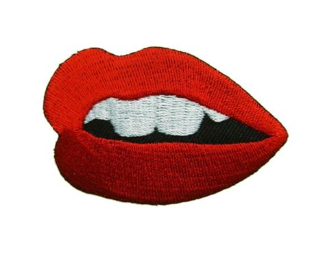 Red Lip Mouth Embroidered Applique Iron On Patch Etsy