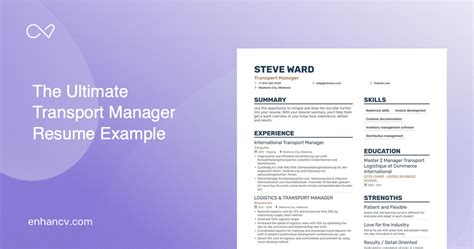 5 Transport Manager Resume Examples And Guide For 2023