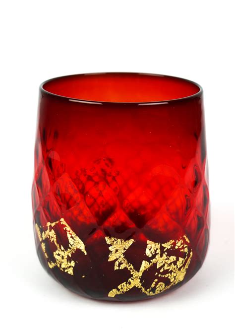 Luxury Set Of 6 Drinking Glasses Red Tumbler Made Murano Glass Made Murano Glass