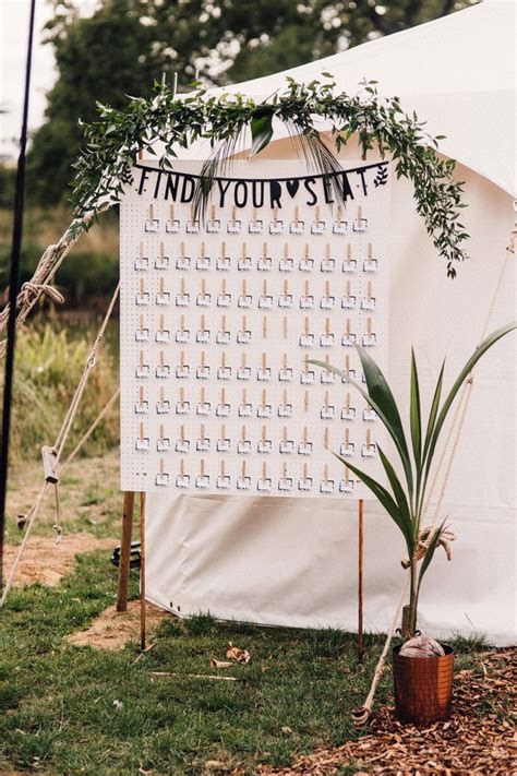 Diy Peg Board Seating Chart For An At Home Wedding With Bride In