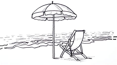 How To Draw A Beach Chair And Umbrella Real Easy And Step By Step