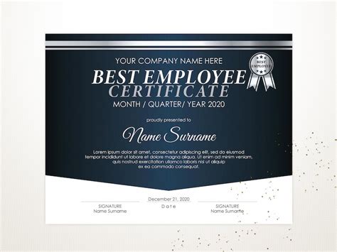 Editable Best Employee Certificate Template Corporate Award Etsy