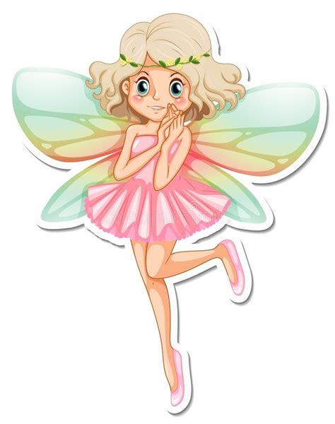 Beautiful Fairy Cartoon Character Sticker Stock Vector Illustration