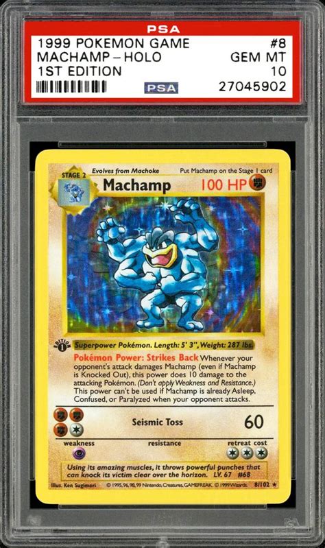 Auction Prices Realized Tcg Cards 1999 Pokemon Game Machamp Holo 1st