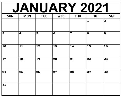 January 2021 Printable Calendar In Pdf Word Excel With Holidays