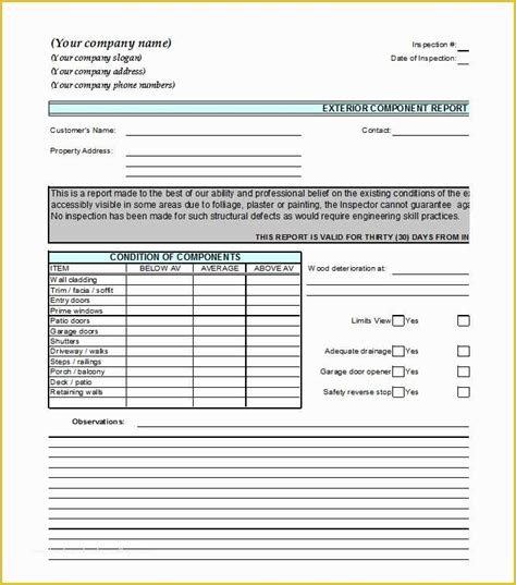 Free Home Inspection Report Template Word Of Microsoft Word Inspectiont