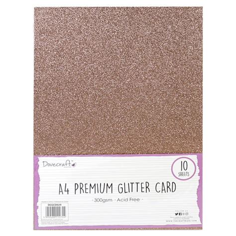A4 Premium Glitter Card 300gsm 10 Sheets Dark Rose Gold Dcgcd030