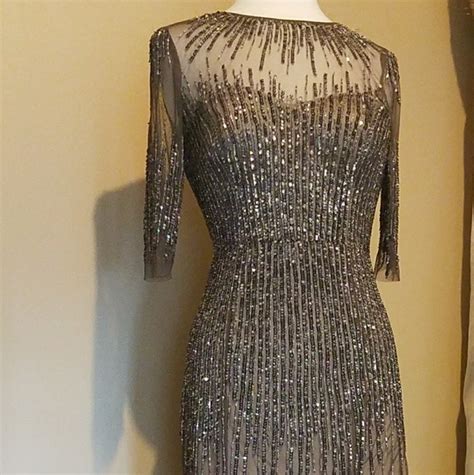adrianna papell dresses adrianna papell taupe beaded gown poshmark
