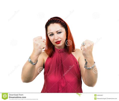 Angry Woman With Clenched Fists Stock Image Image Of Hair Furious