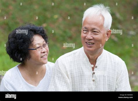 Mature Asian Couple Outdoor Portrait Stock Photo Alamy