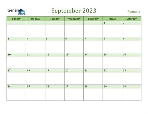Romania September 2023 Calendar With Holidays