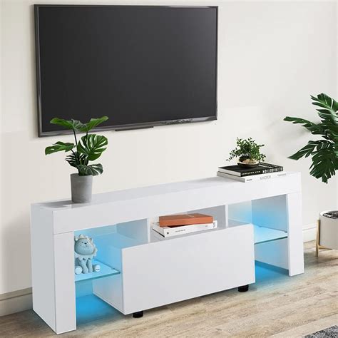 Buy Tv Unit White Gloss Tv Units With Led Lights And Remote Modern Tv