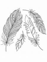 Coloring Feather Printable Indian Drawing Feathers Tribal sketch template