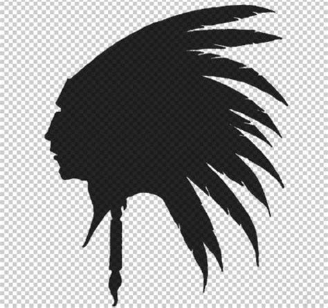 Plains Indian Chief With Feather Headdress Silhouette Digital Etsy