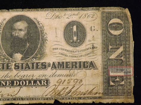 Click on the picture or description below to learn more about your exact note. 1862 $1 Dollar Confederate Paper Note Very Circulated Civil War Era