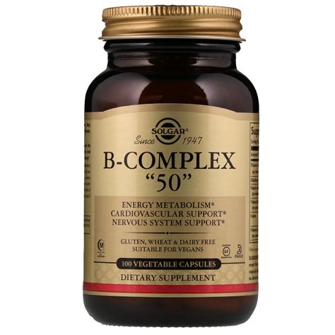 Solgar Vitamin B Complex 50 High Potency Vegetable Capsules Pack Of