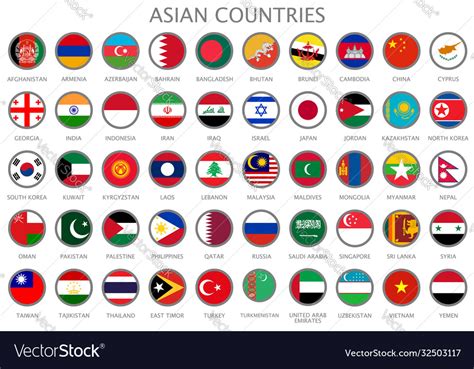 Asian Flags Royalty Free Vector Image Vectorstock