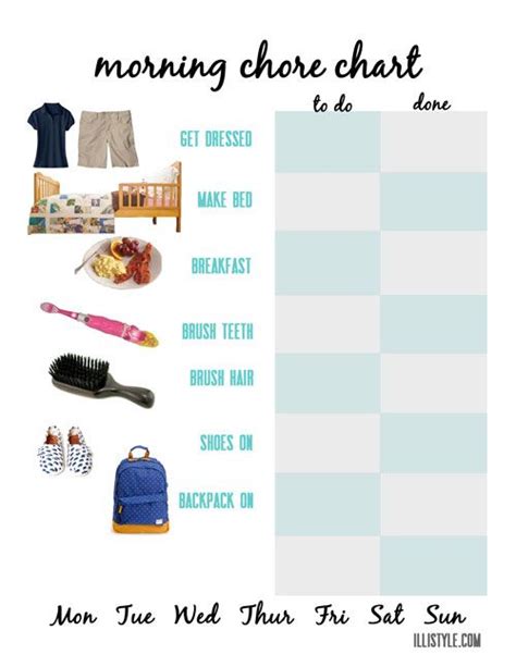Free Printable Visual Morning Chore Chart For Young Children Free