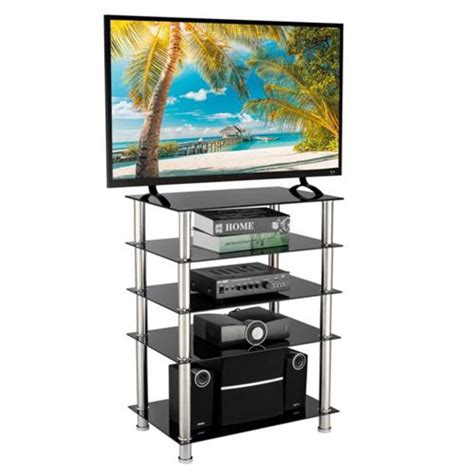 Leadzm 24x16 Tv Stand For 60 Inch Tv 5 Tier Tempered Glass Tv