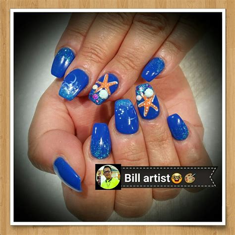 Nails artist design Relax on the beach🐠🐚🦀🤔🤓 | Nails, Nail artist