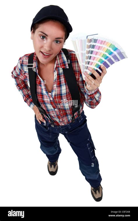 A Female Painter Holding A Color Model Stock Photo Alamy