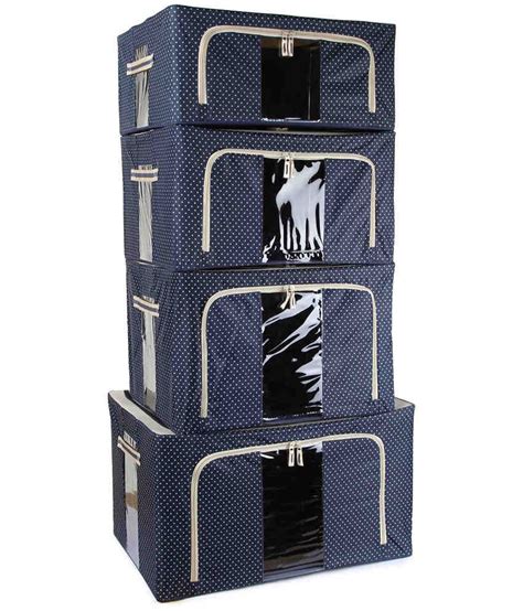 Uberlyfe Foldable Cloth Storage Box With Steel Frames Blue 44l Buy