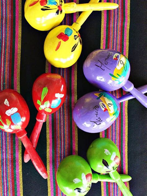 Pair Of Authentic Mexican Maracas Colorful Mesachic