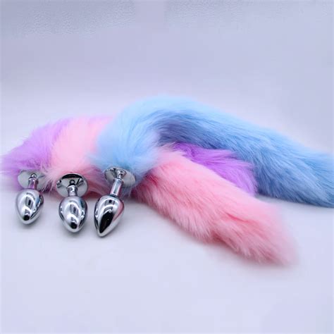 Erotic Cosplay Accessories Set Fox Tails Metal Anal Plug With Cute Ears