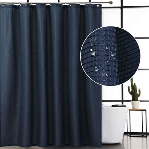 Extra Long Shower Curtain With 96 Inch Height Waffle Weave Polyester