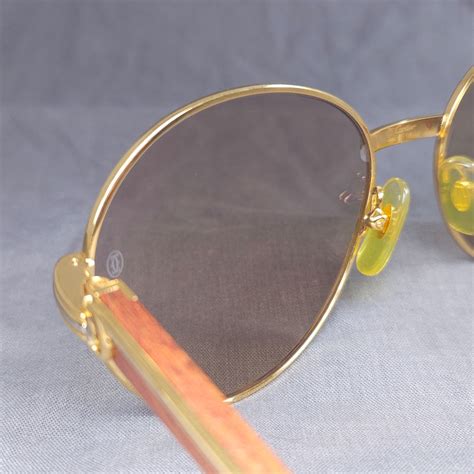 Cartier Bagatelle Wood Temple Gold Vintage Sunglasses Size Etsy