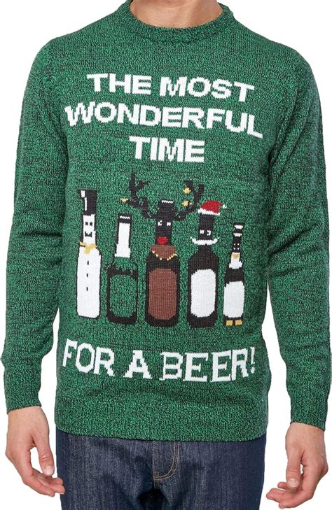 Christmas Jumper Mens The Most Wonderful Time For A Beer Green Uk Clothing