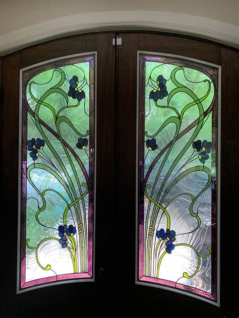 D 49 Floral Art Nouveau Stained Glass Door Windows Etsy In 2021 Stained Glass Door Art