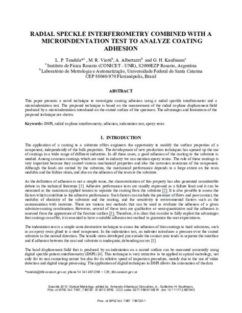 (PDF) Radial speckle interferometry combined with a ...