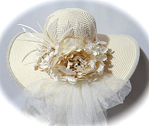 Creamy Ivory Lace Bridal Hat Womens Formal Hats Summer Wedding Etsy