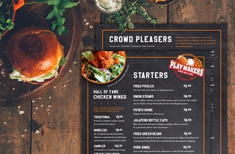 Menu is for informational purposes only. Playmakers Sports Bar Menus - Creative Chameleon Studio