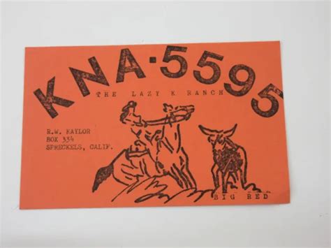 Vintage Amateur Ham Radio Qsl Postcard Card Kna 5995 Lazy K Ranch Spreckels Ca 945 Picclick