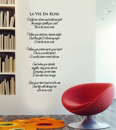 This Listing Is For A La Vie En Rose Song Lyrics In English Choose One