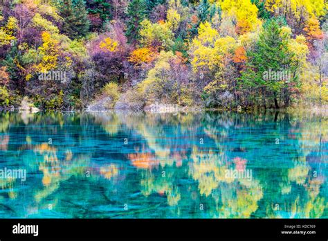 Autumn Colours In Jiuzhaigou Sichuan Province China Stock Photo Alamy