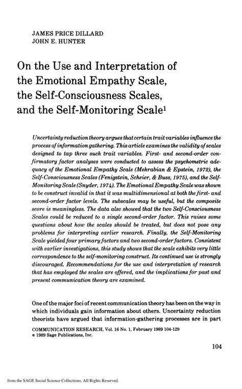 Pdf On The Use And Interpretation Of The Emotional Empathy Scale The