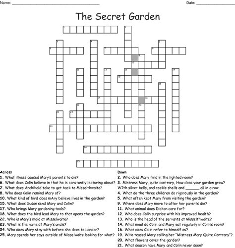 The Secret Garden Word Search Wordmint