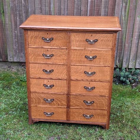 Solid Oak Filingcollectors Multi Drawer Chest Antique Chest Of