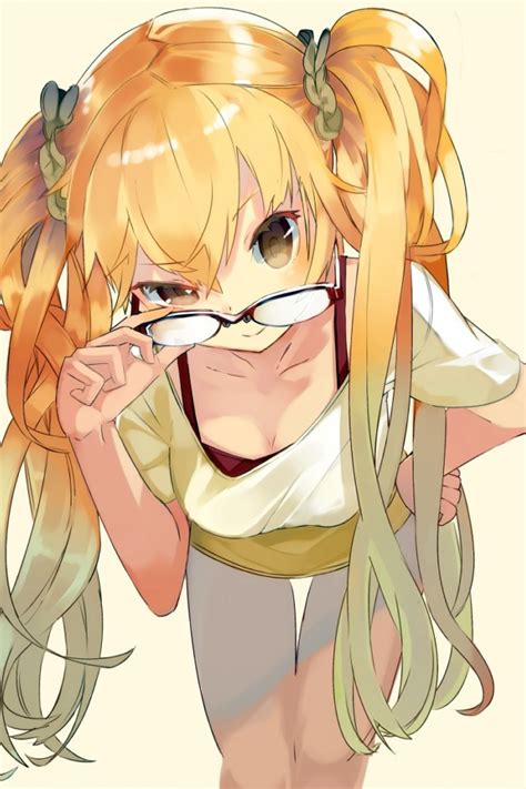 Download 640x960 Meganekko Blonde Anime Girl Twintails