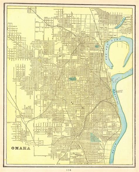 1901 Antique Omaha Map Vintage Omaha Nebraska City Map Gallery Wall Art