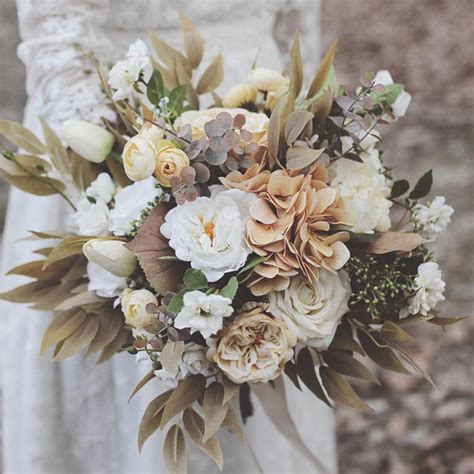 Bouquet De Mariée Bouquet Vintage Ivory Taupe Pour Le Mariage Etsy