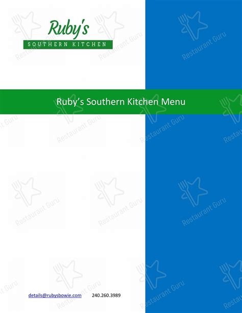 Menu At Rubys Southern Comfort Kitchen Restaurant Bowie