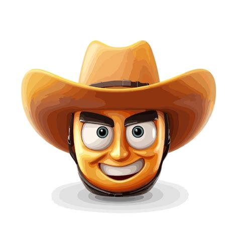 Vector De Emoji De Cara De Sombrero De Vaquero Sobre Fondo Blanco